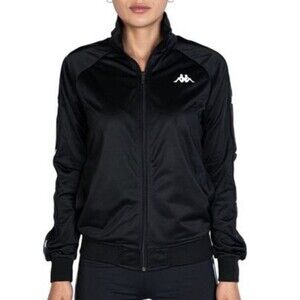 Kappa 222 Banda Blaston Track Jacket Womens Small Slim Black White 32142LW NWT